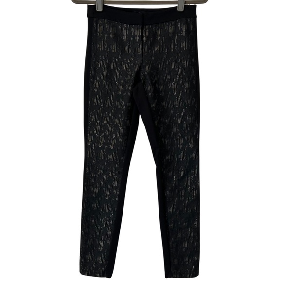 WHBM Black ponte pant with gold jacquard threading - Picture 3 of 8
